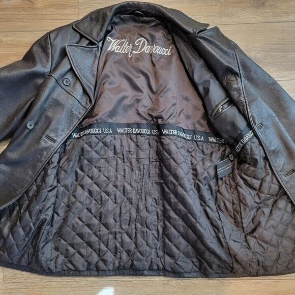 Walter Davoucci Double Breasted Blazer men's Leather Coat SzLarge - Picture 5 of 12